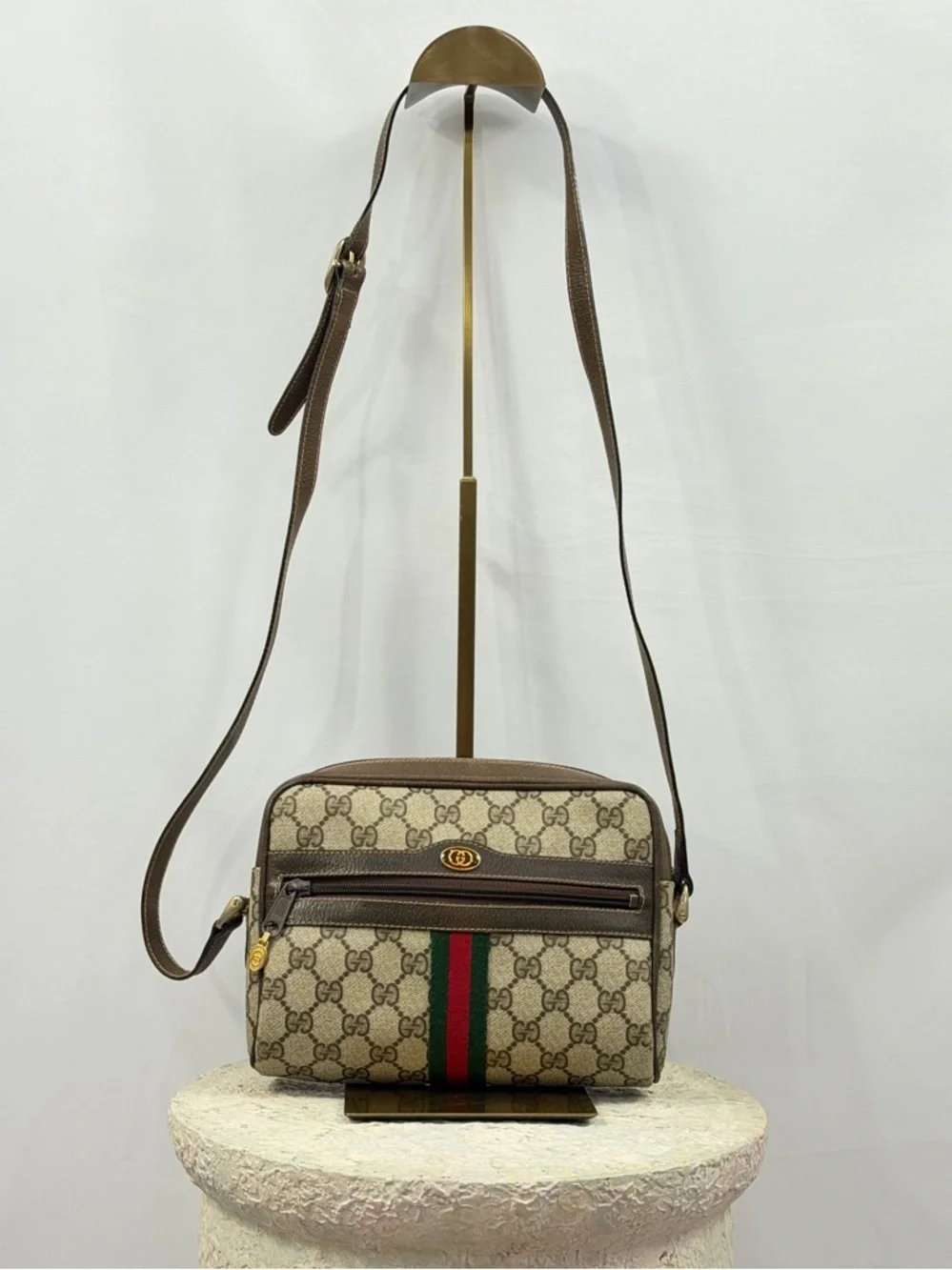 Vintage Gucci 010 378 GG Web Sherry Line Crossbody Bag